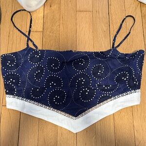 Staud Loyalty Navy Crop Top
